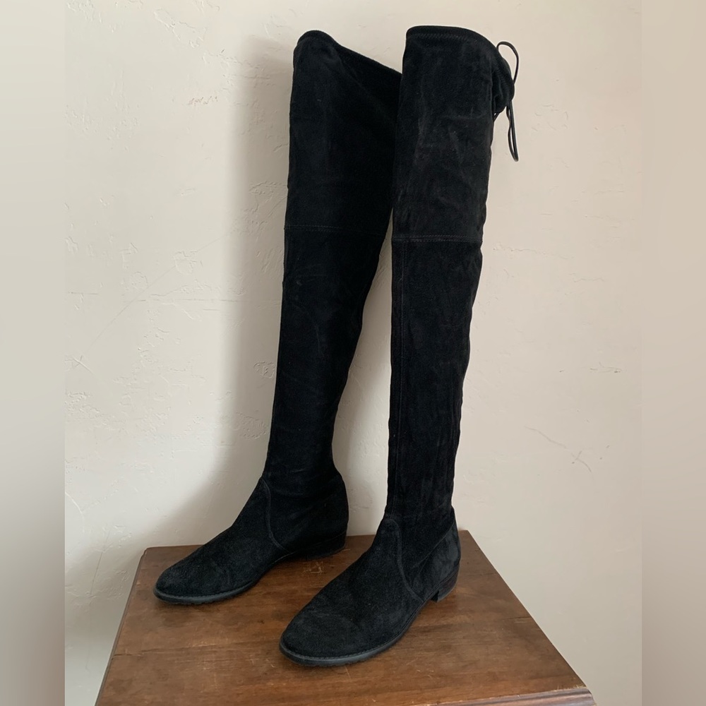 Stuart Weitzman Lowland Stretch Over The Knee Boots Black Suede sz 7.5 - Picture 4 of 10